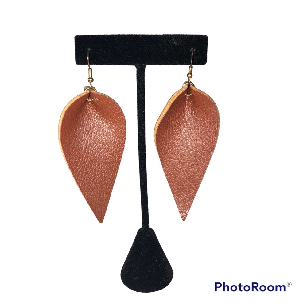 Brown Leather Hook Earrings